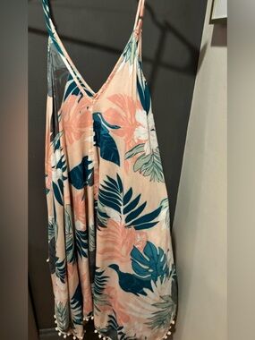 Japna Pink and Teal Floral Maxi Dress